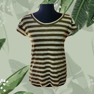 J. Crew Striped Tee with Button Back